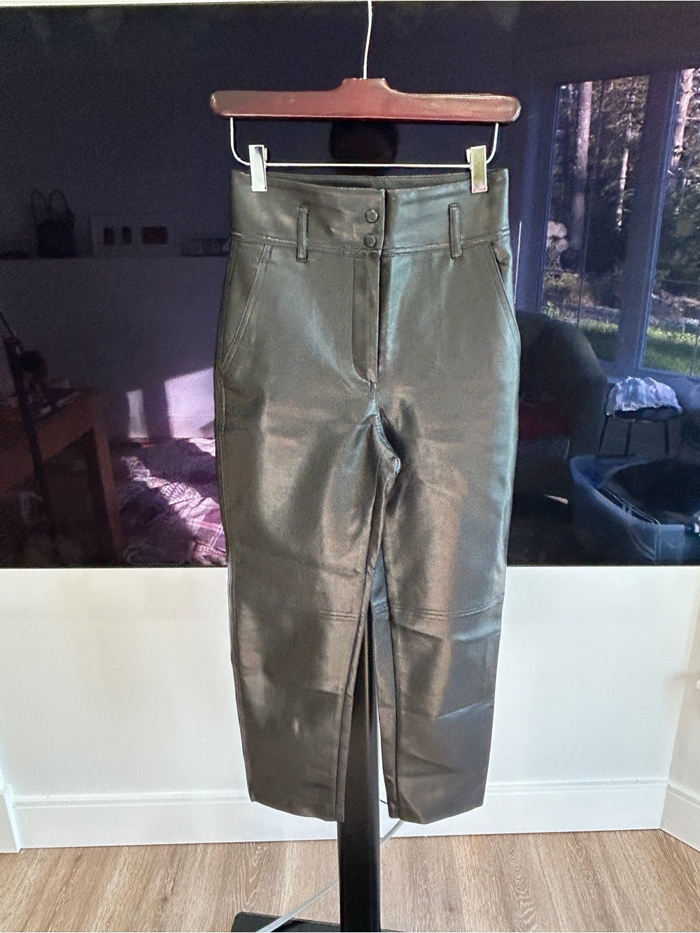 Aritzia High-Rise Faux Leather Jeans - Black